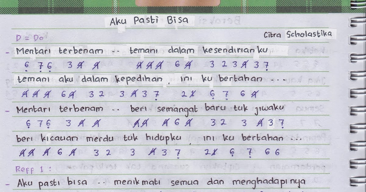 Not Angka : Citra Scholastika - Aku Pasti Bisa | Aulia's World