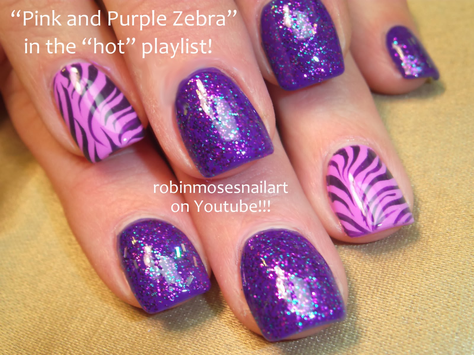 purple zebra nail design
