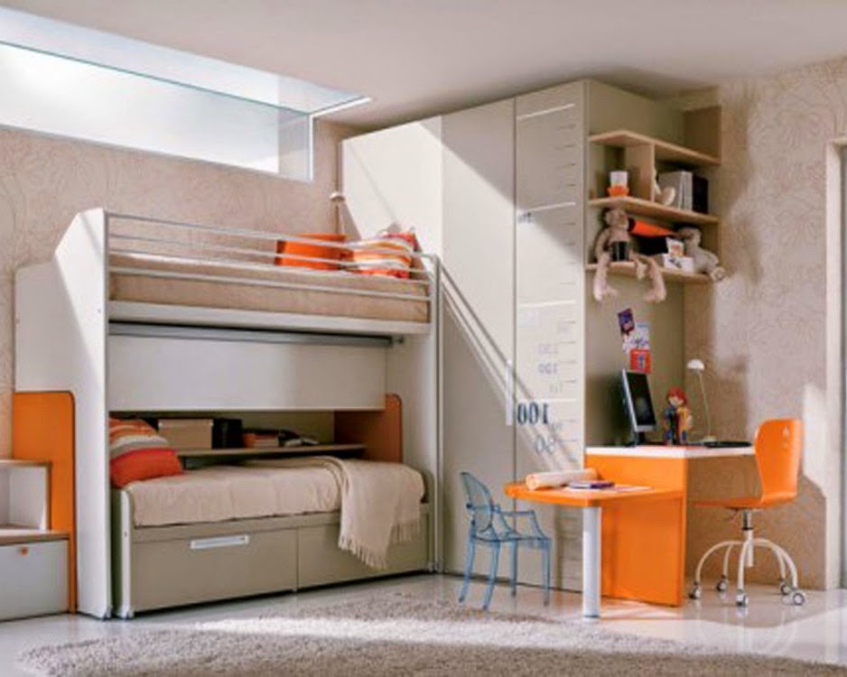 Habitación juvenil en color gris y naranja - Colores en Casa