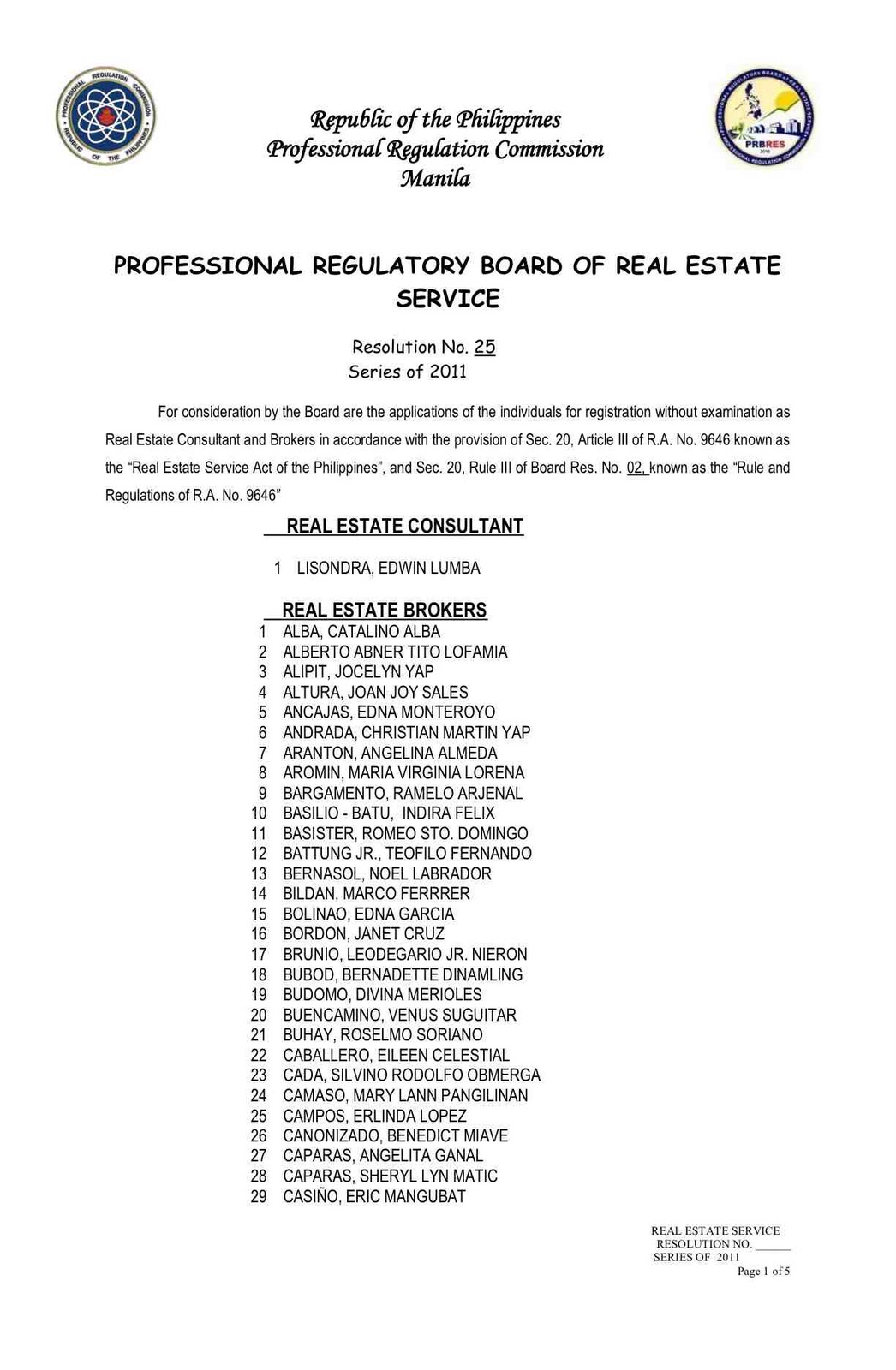 THE PROJECT REVIEW Announcement Approved Real Estate Brokers and