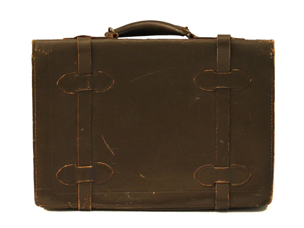 gatherandspread VINTAGE GENUINE LEATHER MILITARY BRIEFCASE