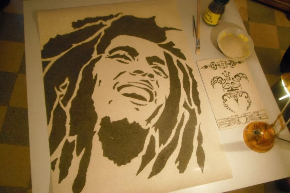 Poster de Bob Marley en sable