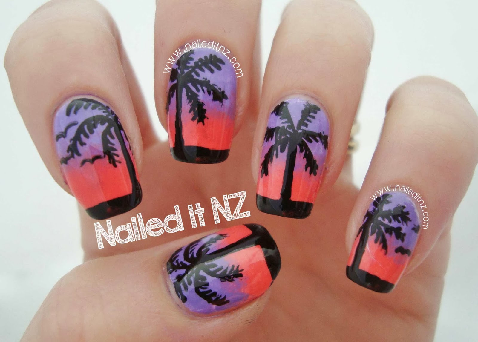 Sunset Palm Tree Nail Design - wide 1