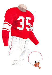 1950 University of Oklahoma Sooners football uniform original art for sale