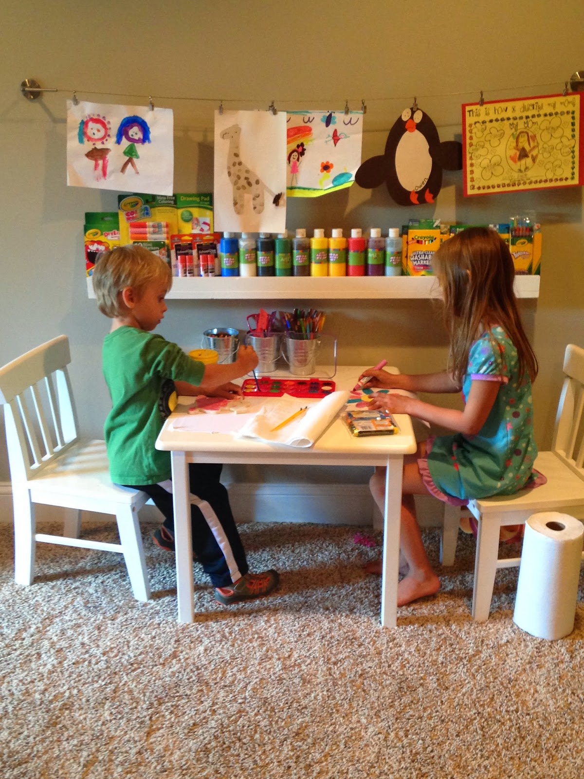 Organized Art Space for Kids Little House of Four Creating a
