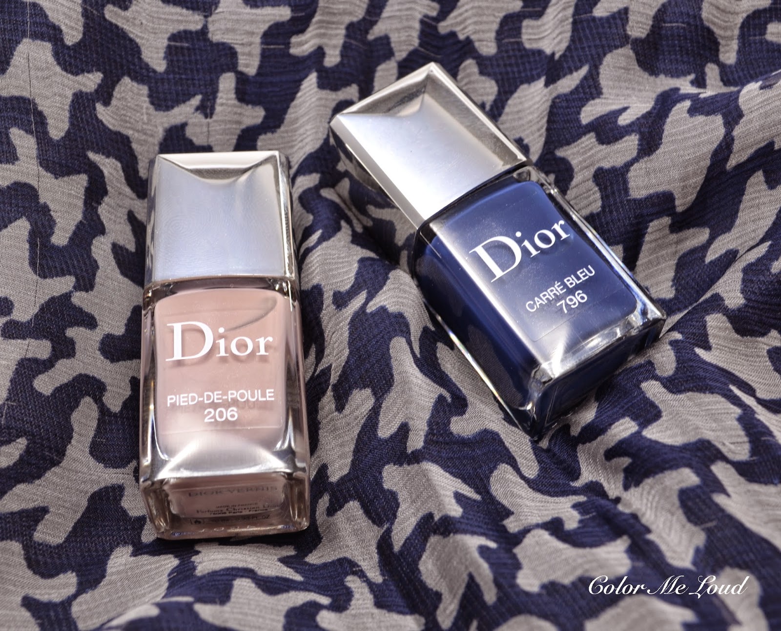 Dior Vernis #206 Pied-de-Poule, #796 Carre Bleu and #853 Massai from Fall/Winter 2014 Make-up Collection, Review, Swatch & Comparison