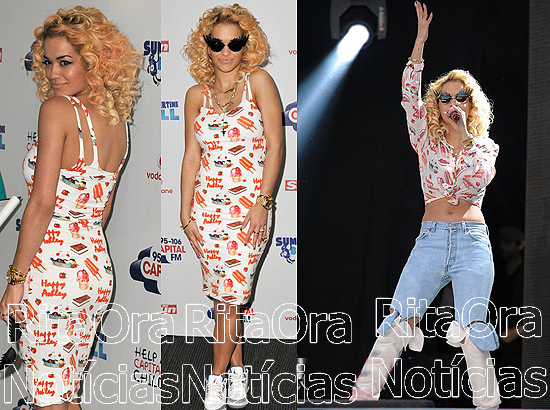 Rita Ora mostra um estilo doce dentro e fora do palco no Summertime