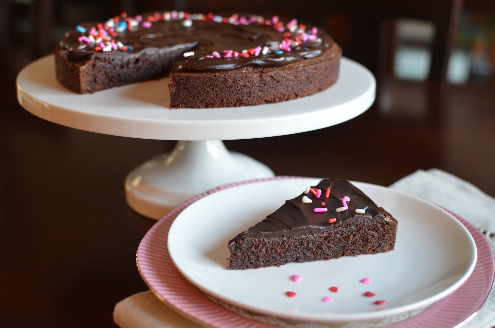 Playing with Flour Brownie cake with ganache frosting