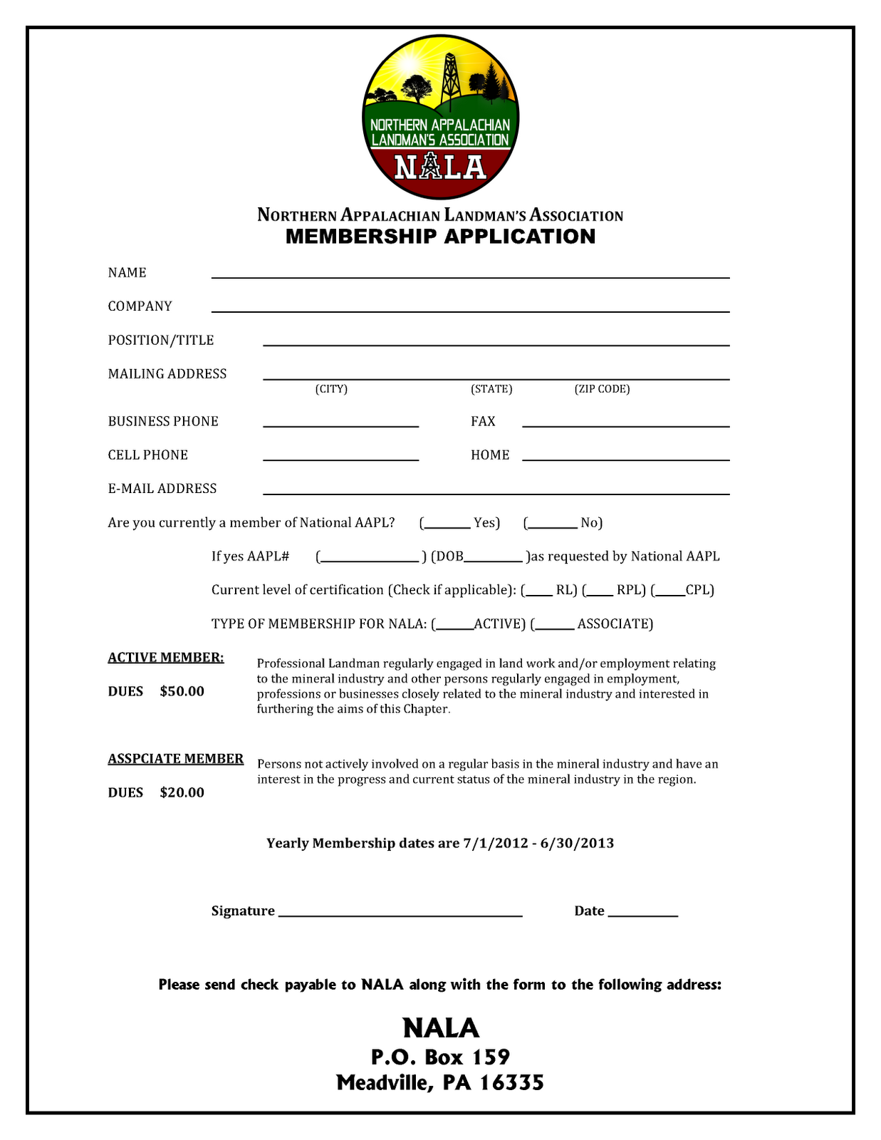 Membership Application Form Template