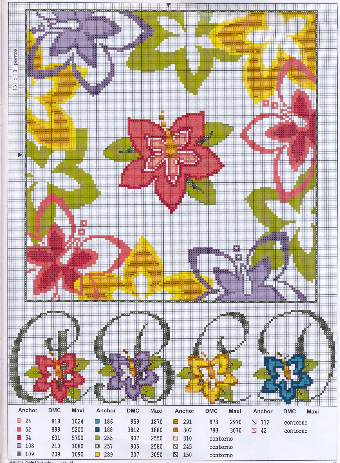 Alfabeto Em Ponto Cruz Com Flores Laurinha - BORDADOS EM PONTO CRUZ: Gráfico ALFABETO em Ponto Cruz