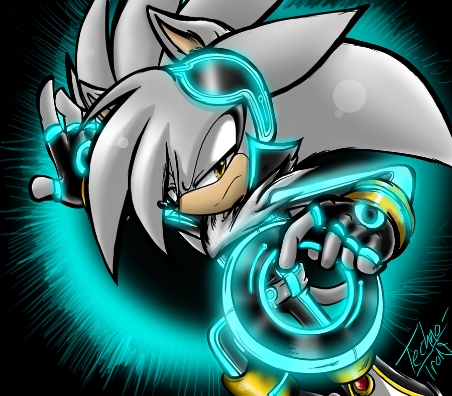 Ouriço cinza parecido com o personagem Sonic da série de jogos da SEGA com tematica do filme Tron