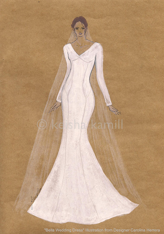 Keisha BowsAndBones shared her beautiful drawing of Bella's wedding dress