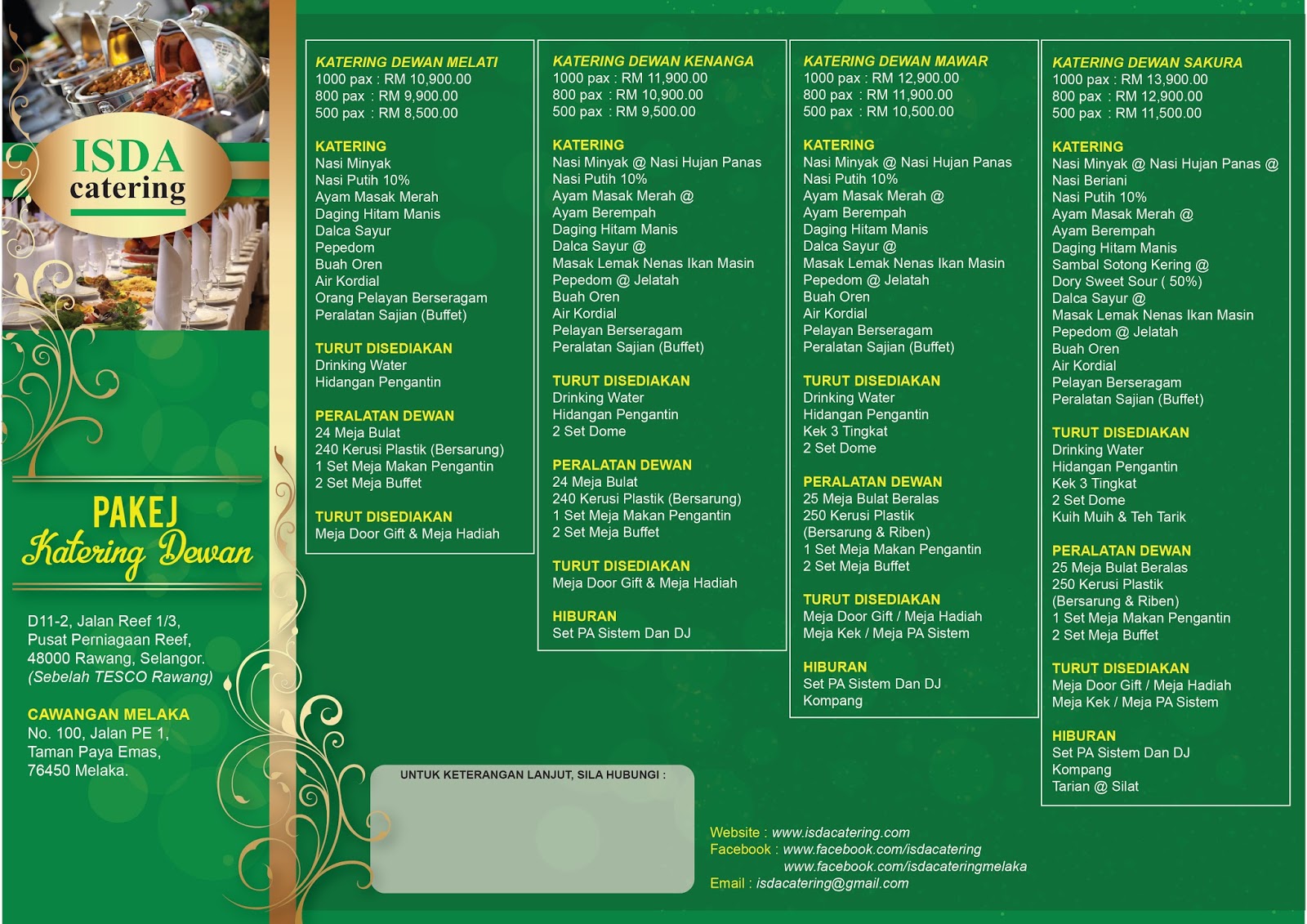 PAKEJ KATERING PERKAHWINAN DEWAN ISDA Catering & Wedding Planner