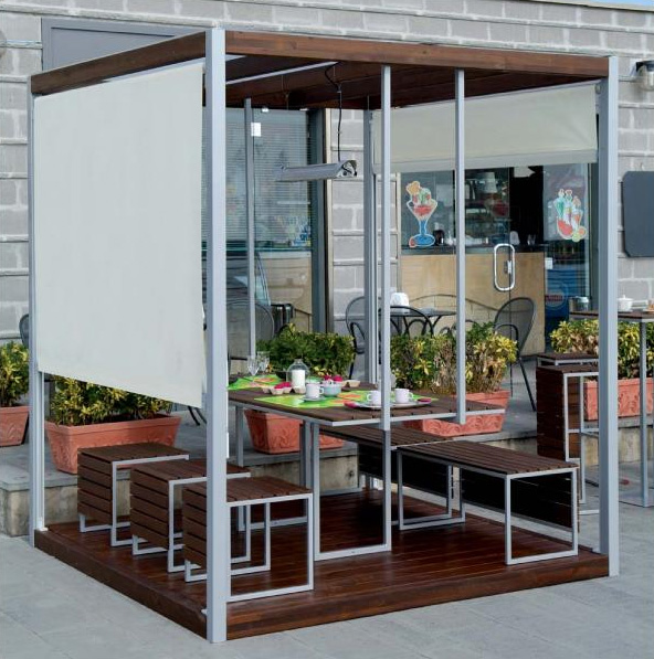 Moderno Gazebo de Diseño construido con Madera y Acero