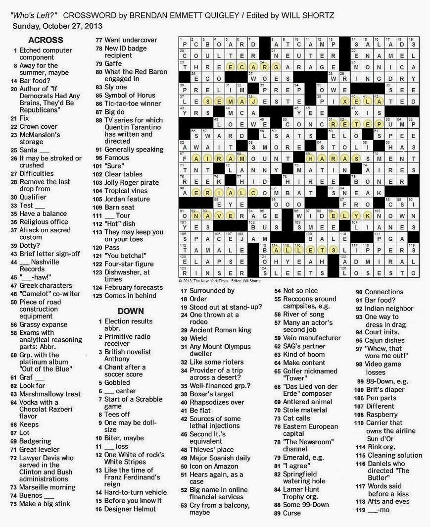 Crossword Puzzles by Brendan Emmett Quigley: CROSSWORD #1316: Themeless  Monday