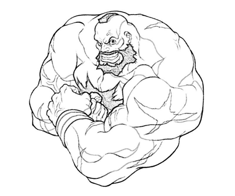 Zangief Fighter Street Coloring Pages Punch Character Printable Yumiko Fuji...