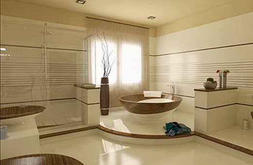 Lindos baños en beige y marrón - Colores en Casa