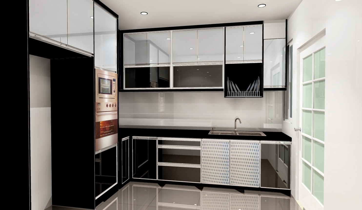 Design Kabinet Dapur Hitam Putih Interior Rumah