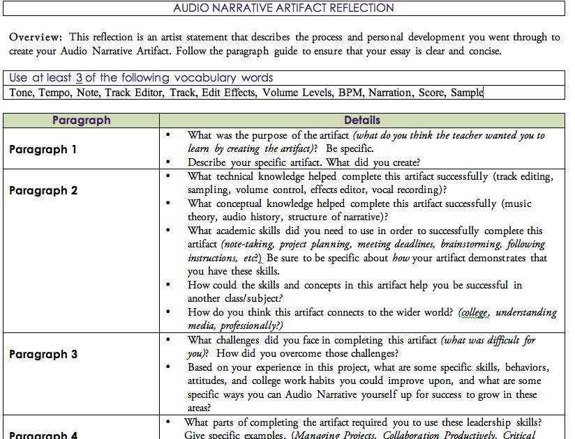 Digital Media Audio Narrative Reflection