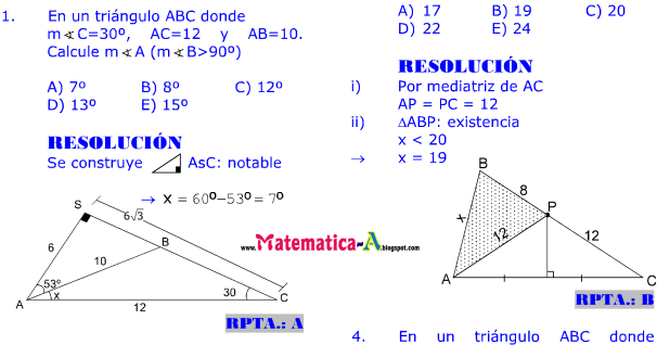 Matematicas Problemas Resueltos Triangulos Ii Ejercicios Desarrollados Imprimir Gratis