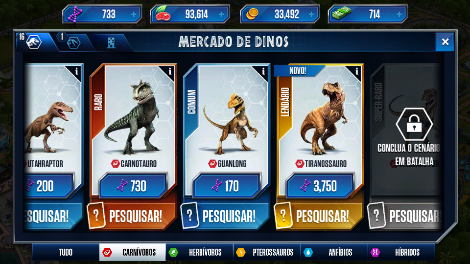 Jurassic World : O Jogo: 2 novos híbridos! Styxossauro e T-rex prontos!