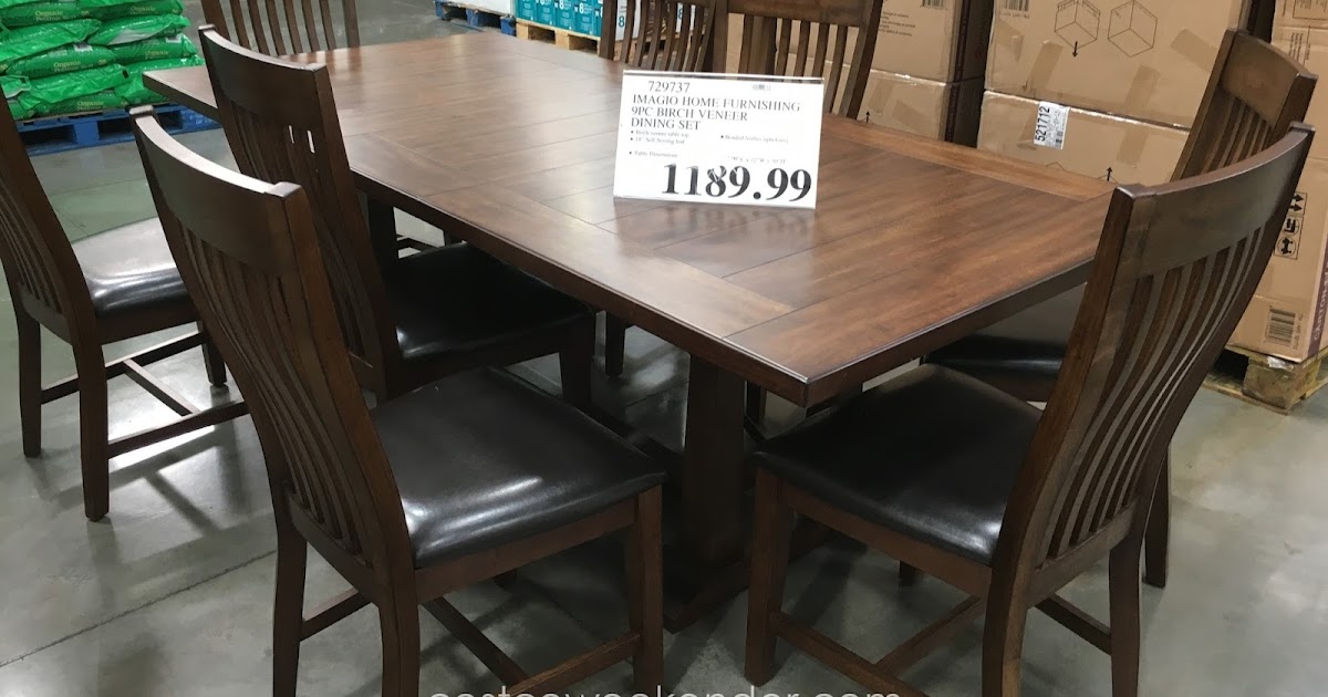 Imagio Home Furniture 9 piece Birch Veneer Dining Set Costco Weekender