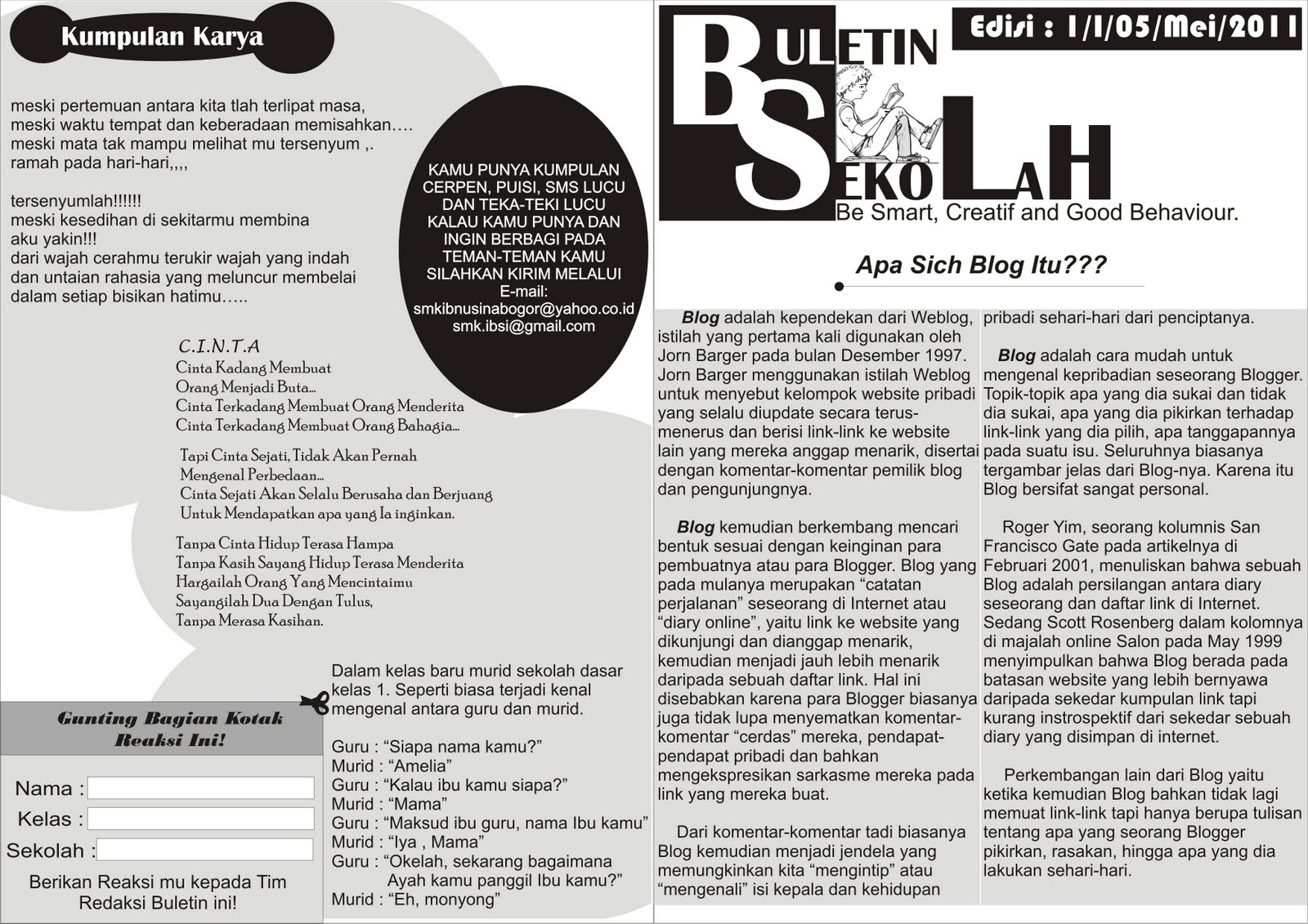 SMK IBNU SINA BOGOR Buletin Sekolah Edisi Pertama Telah