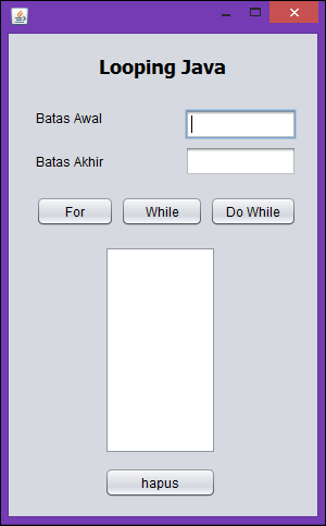 Catetan Program Visual Looping Dengan Java