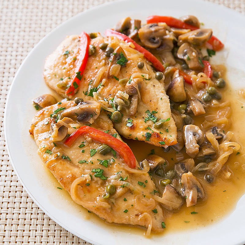 Chicken Scaloppini with Mushrooms Peppers Recipe Cooking Signature