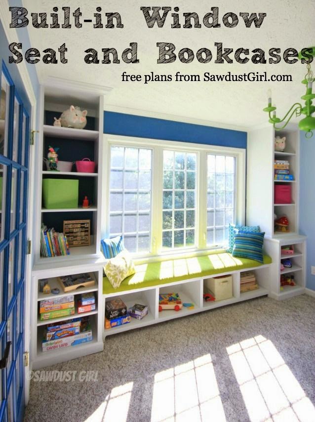 Best DIY Projects Builtin Window Seat and Bookcases free and easy plans