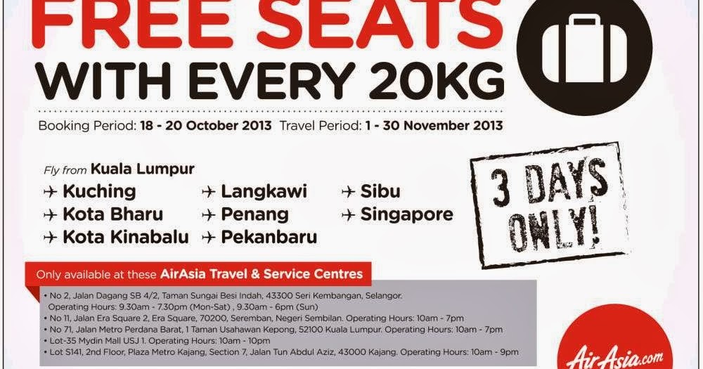 AirAsia FREE Seats with Every 20KG Travel