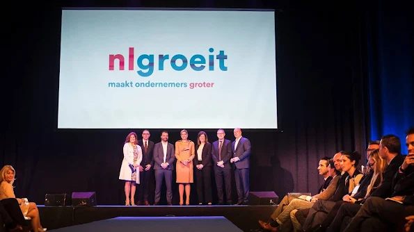 Queen Maxima of The Netherlands during the launch of the platform NLGroeit at the Van Nelle Factory in Rotterdam