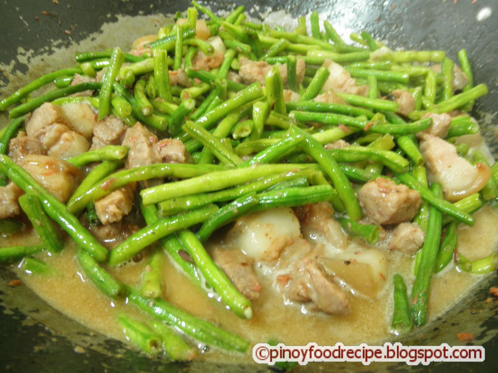 Pinoy Food Recipes Ginataang Sitaw with Pork (String Beans Cooked in