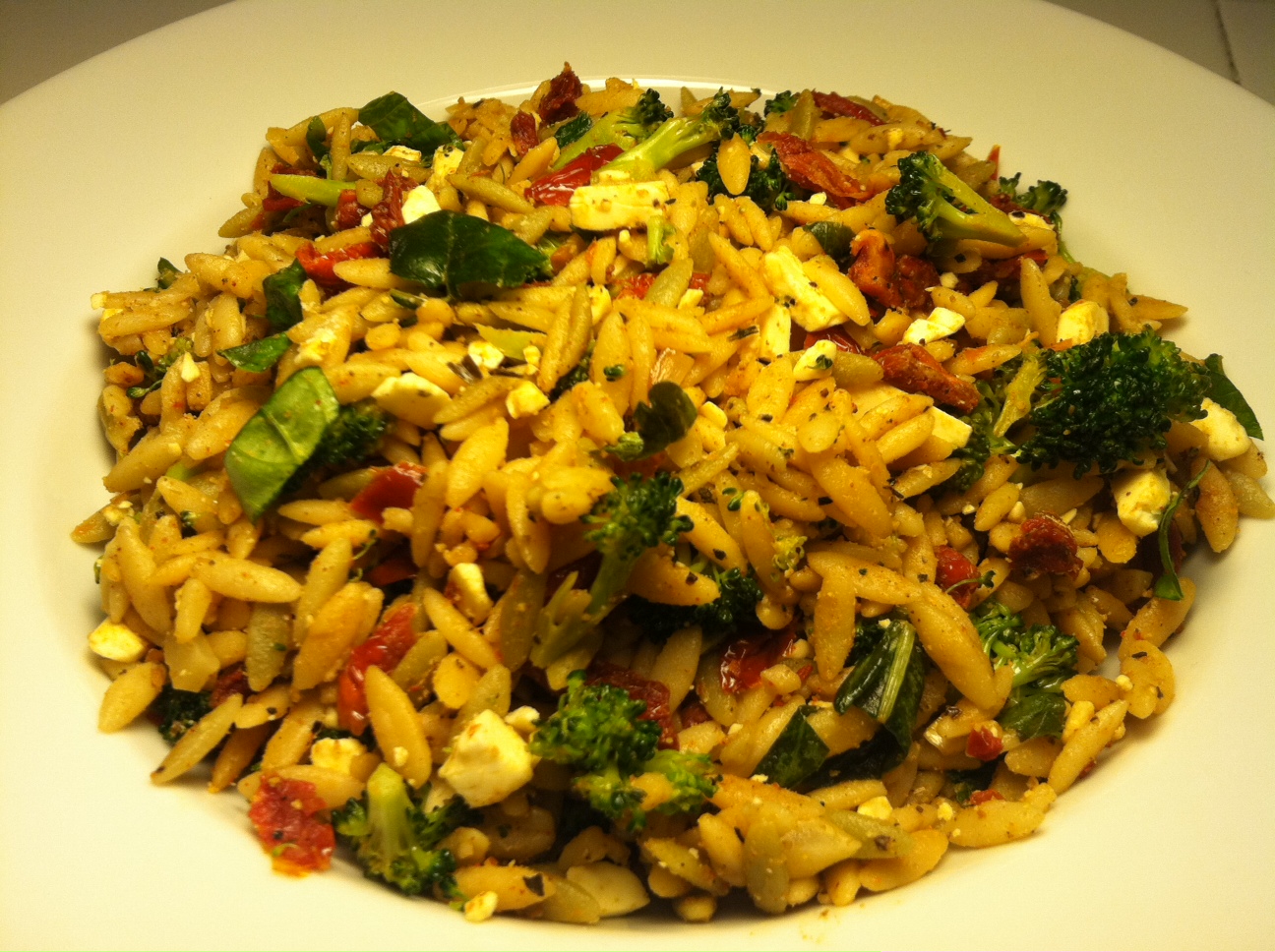 The Inquisitive Vegetarian Broccoli & Sun Dried Tomato Orzo Salad