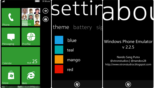 Aplicación Windows Phone emulator 2.2.5