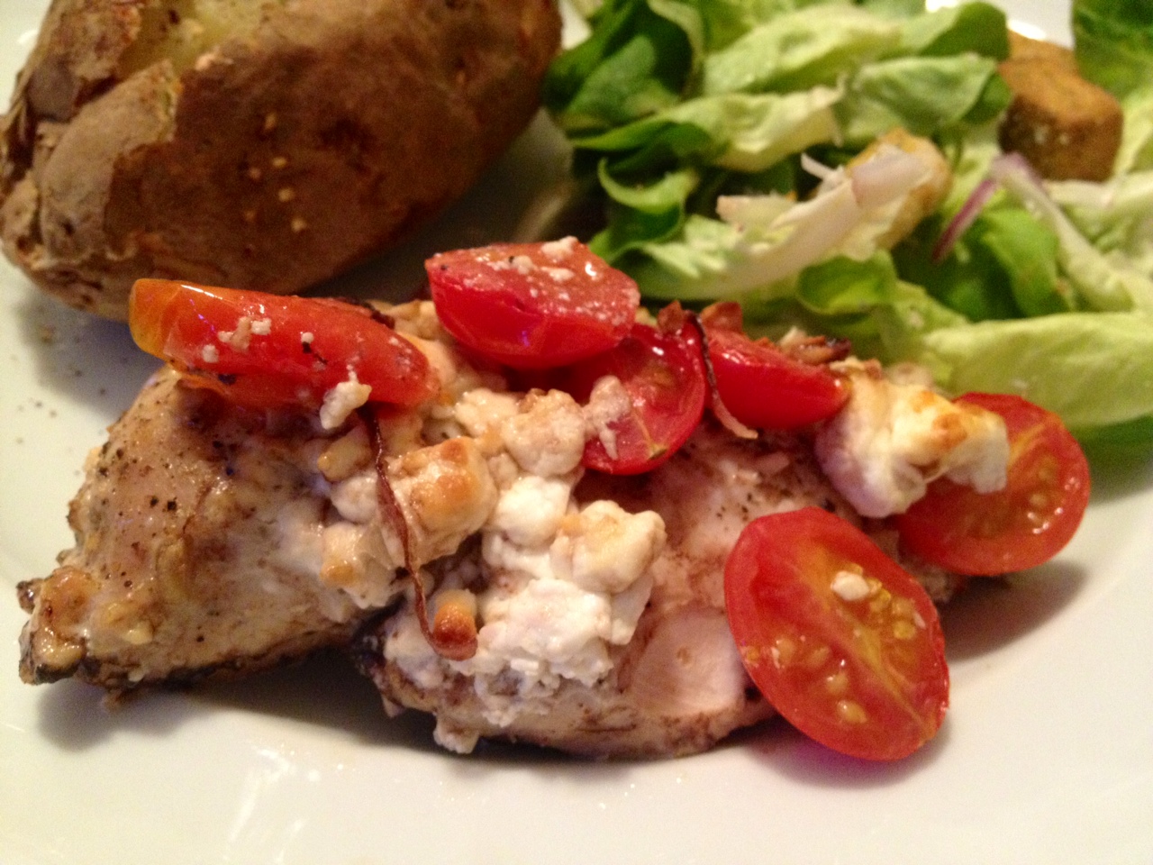 Pineapple Grass Balsamic Vinegar Chicken with Fresh Tomatoes & Goat Cheese