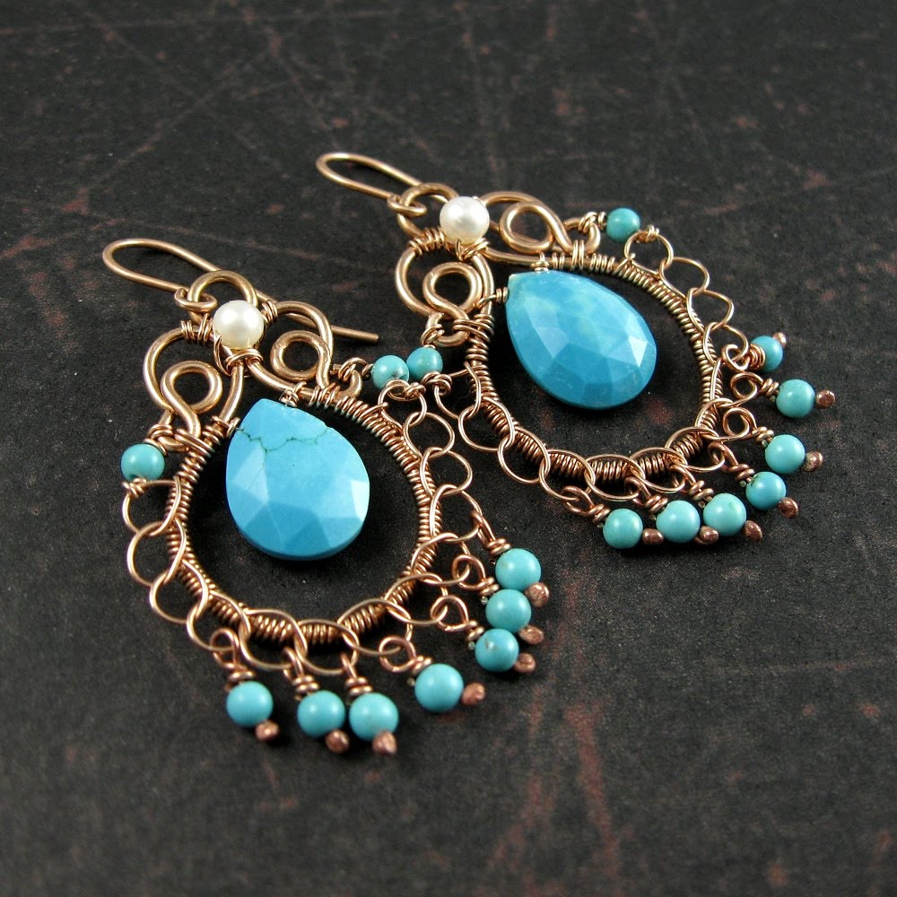 Wickwire Jewelry Week 15Bronze and Turquoise Earrings