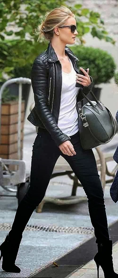 Style Know Hows Fall Fashion...Black leather jacket , White blouse