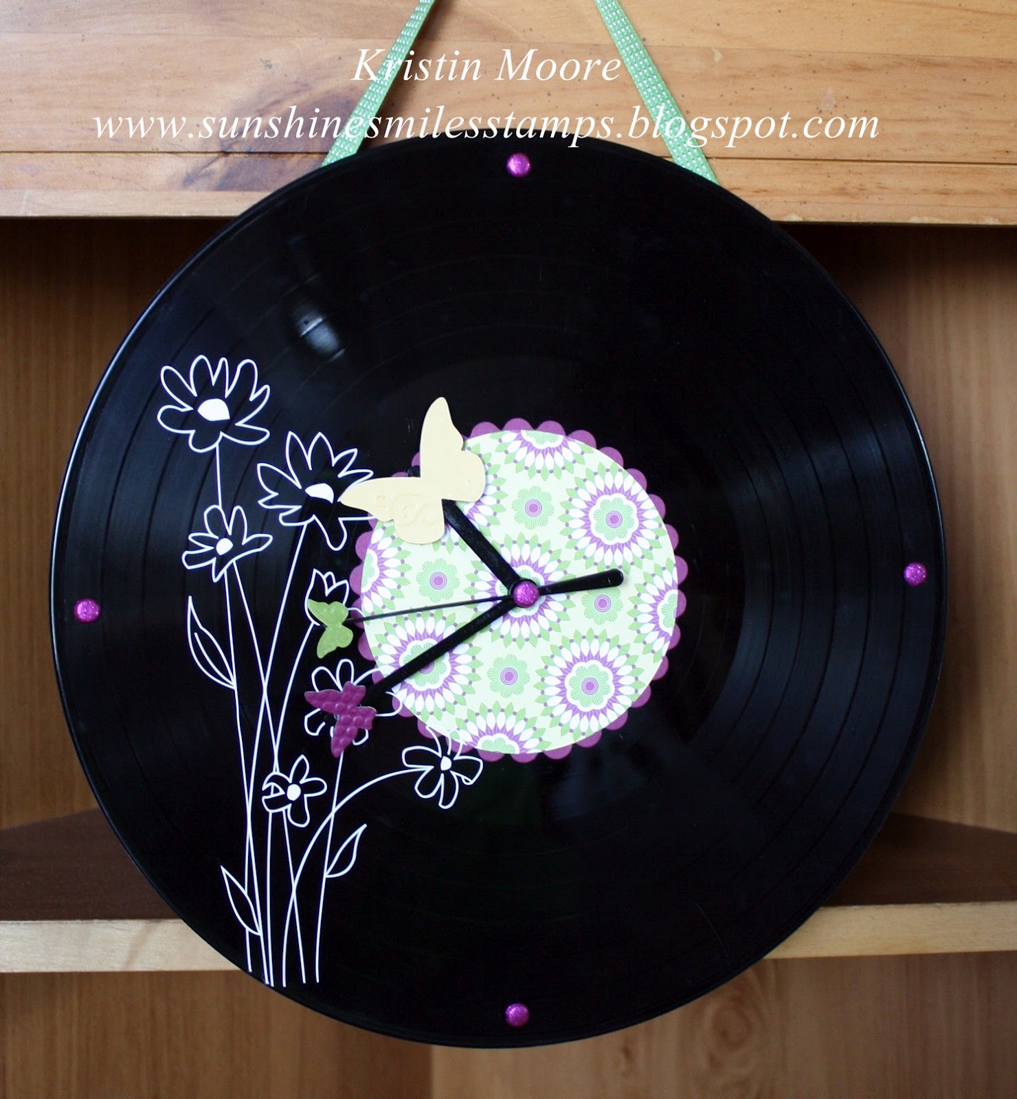 Sunshine, Smiles & Stamps= Lovin' Life Recycled Album Clock