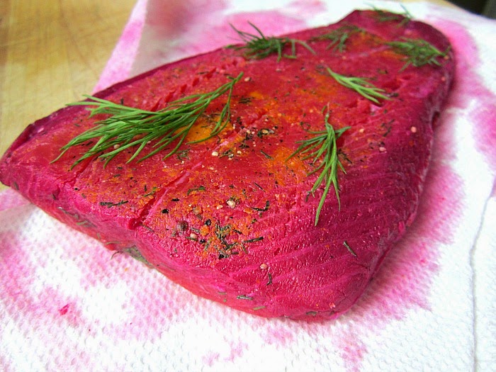 Beetroot Cured Salmon w/ Horseradish Cream