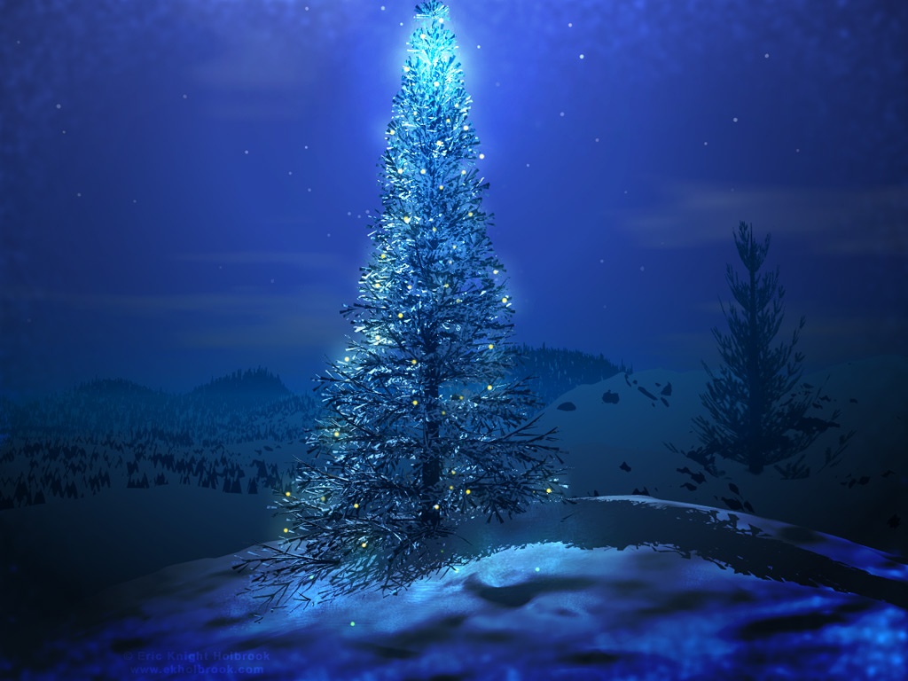 Free Holiday Wallpapers: Blue Christmas Tree Wallpapers