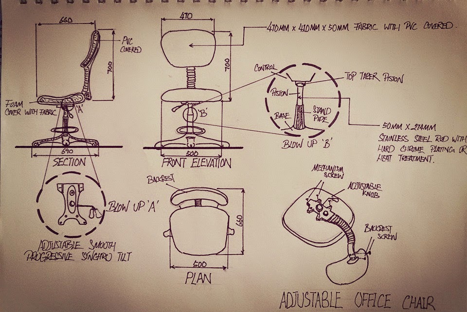Detailing & working drawing Detailing Adjustable Office Chair