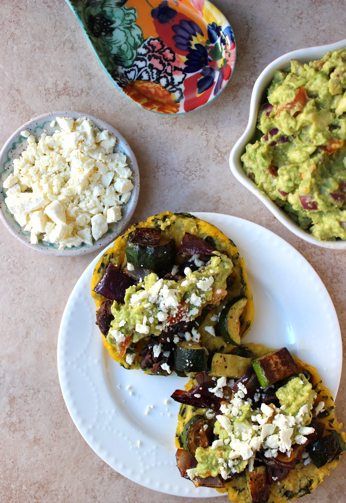 Stew or a Story Spinach Arepas with Roasted Zucchini, Black Beans
