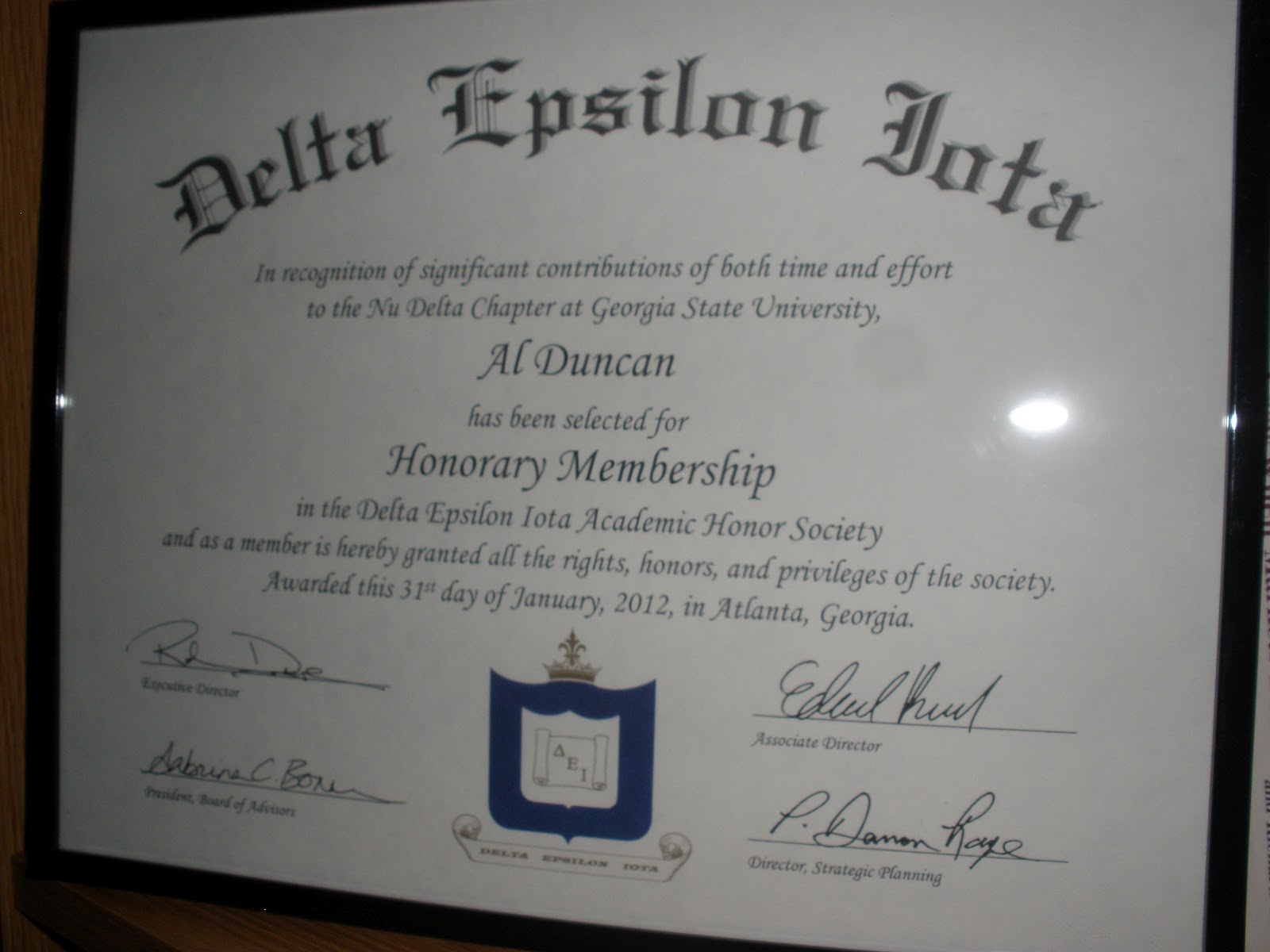 Delta Epsilon Iota AHS Makes Al Duncan An Honorary Member
