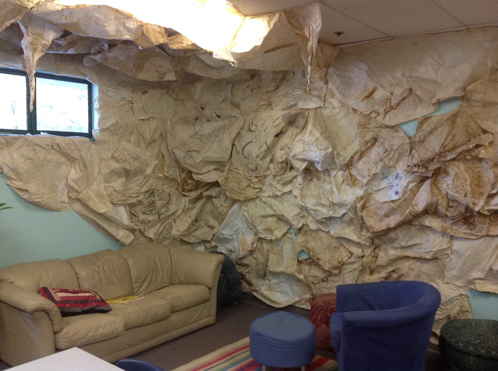 Peregrine Rocks! Cave art installation in upper grade classroom