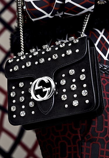 Black Gucci Interlocking G Suede Crystal Crossbody Bag