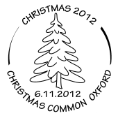 Postmark showing christmas tree.