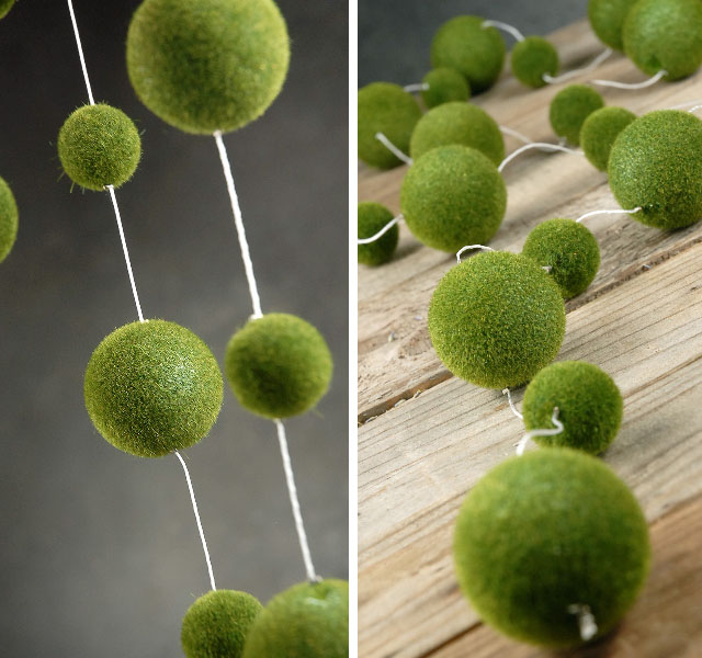 Fun DIY Idea: Strung Moss Balls Garland