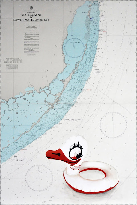 Seascape 15, 2010. Navigation map, acrylic on canvas, 100 x 70 cm