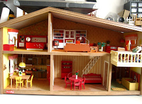 1975 Lundby dolls' house, furnished with vintage Lundby furniture.